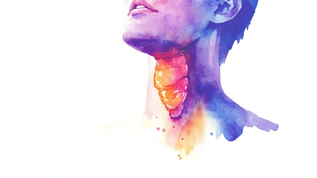 Photo watercolor medical illustration female thyroid gland swelling