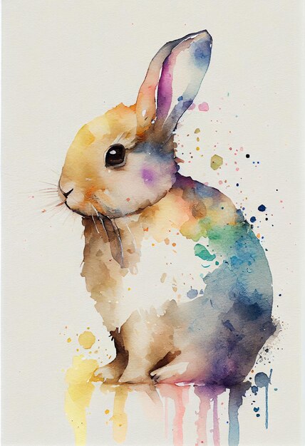 watercolor minimalistic adorable easter bunny