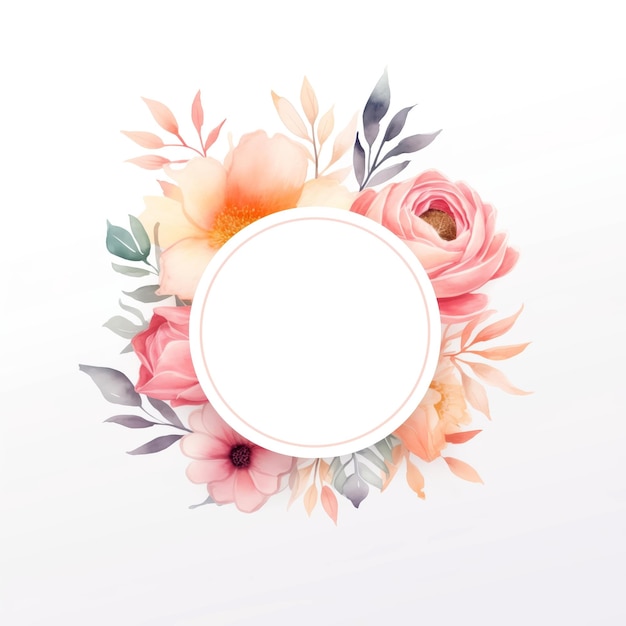 Watercolor mockup floral shop logo white background pastel yellow and reddish orange colors