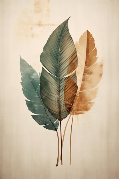 Watercolor modern leaf pattern muted colors