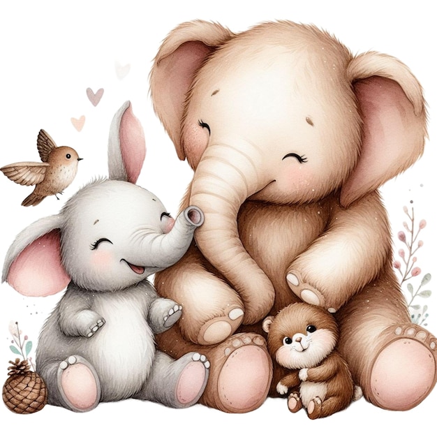 Watercolor Mother amp Baby Animals Clipart