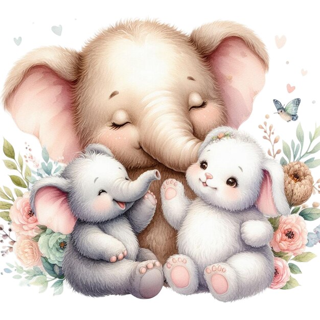 Watercolor Mother amp Baby Animals Clipart