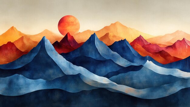 Photo watercolor mountain landscape