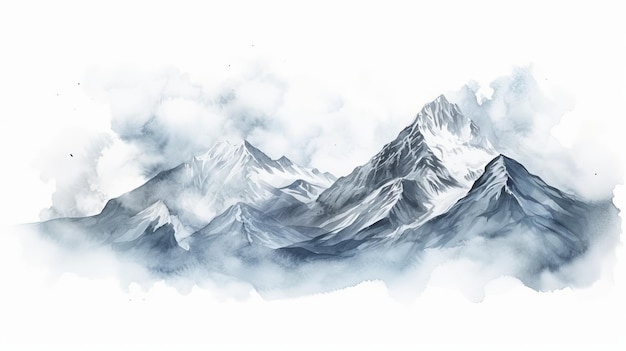 Watercolor Mountains Spectacular Backdrops In Monochromatic Tones