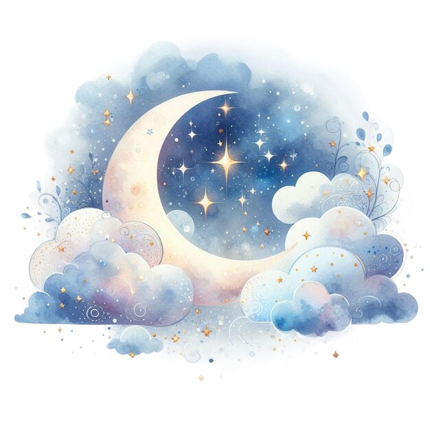 Watercolor Mystical Moonlight Clipart