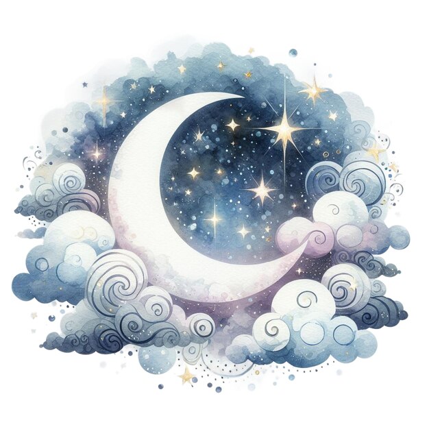 Watercolor Mystical Moonlight Clipart