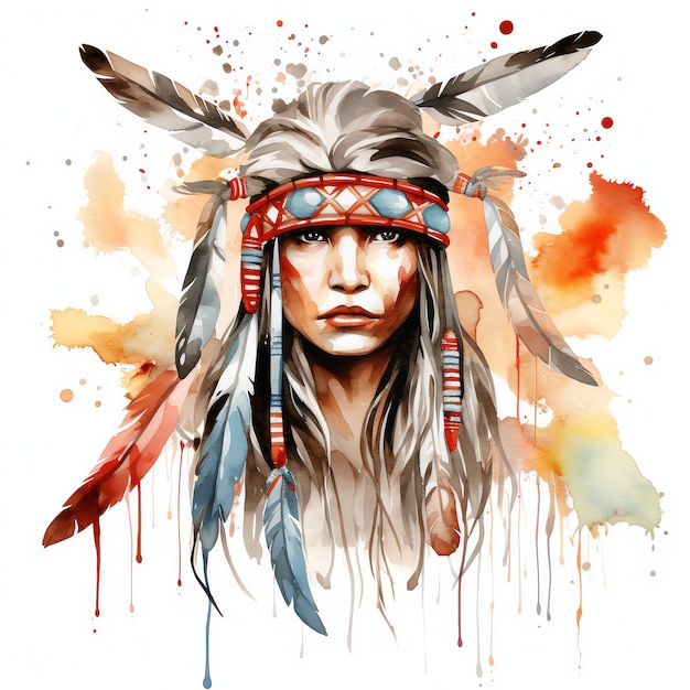 watercolor native american western wild west cowboy desert illustration clipart