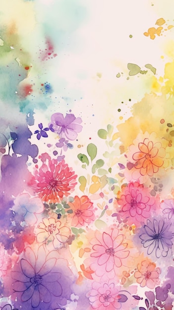 Watercolor natural floral background Illustration AI GenerativexA