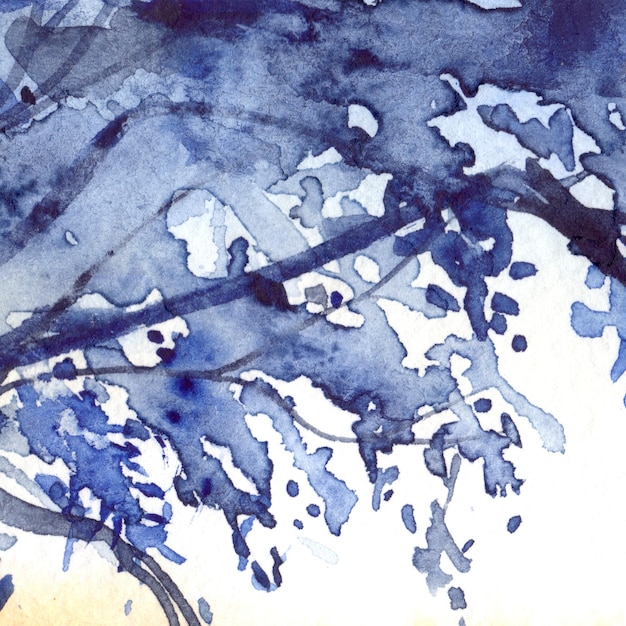 Watercolor navy blue foliage abstract texture background