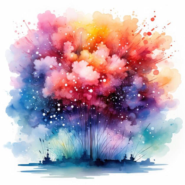 Watercolor New Year's Delight 2024 Clipart Generative Ai