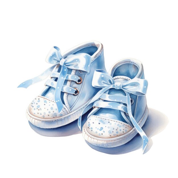 Photo watercolor newborn small shoes isolated white background