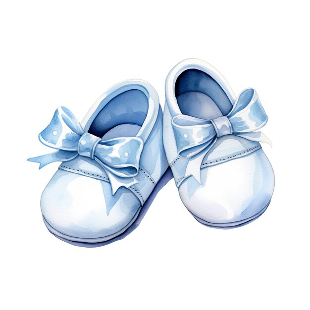 Photo watercolor newborn small shoes isolated white background