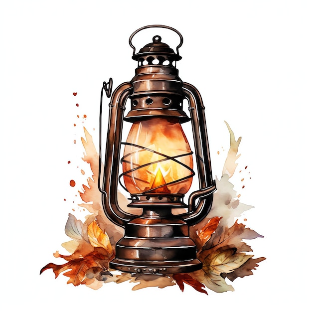 watercolor Old lantern western wild west cowboy desert illustration clipart