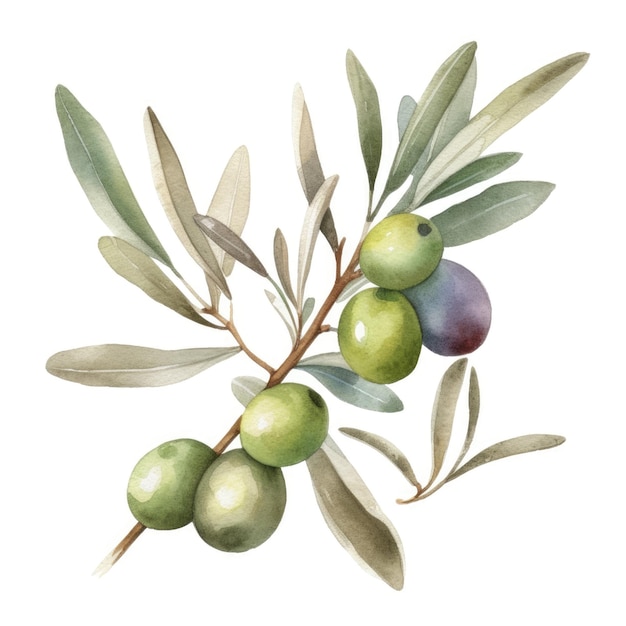 Watercolor olive branch