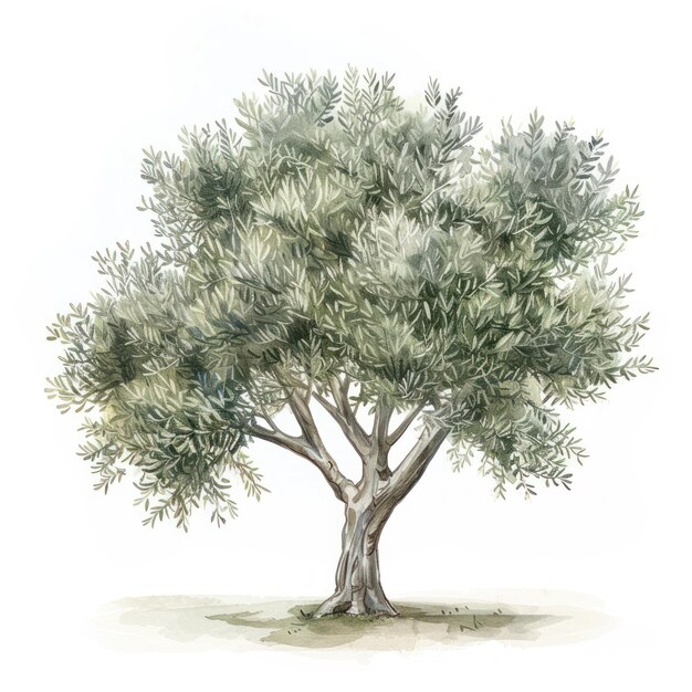 Photo watercolor olive tree illustration