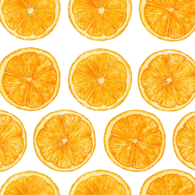 Watercolor orange slices. Pattern.