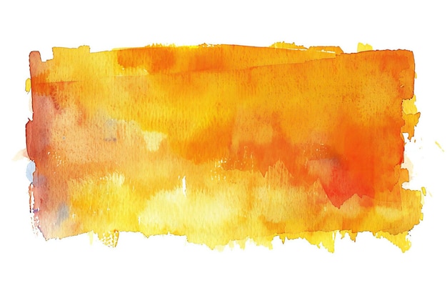 Watercolor orange yellow color rectangular banner template on white background illustration flat d