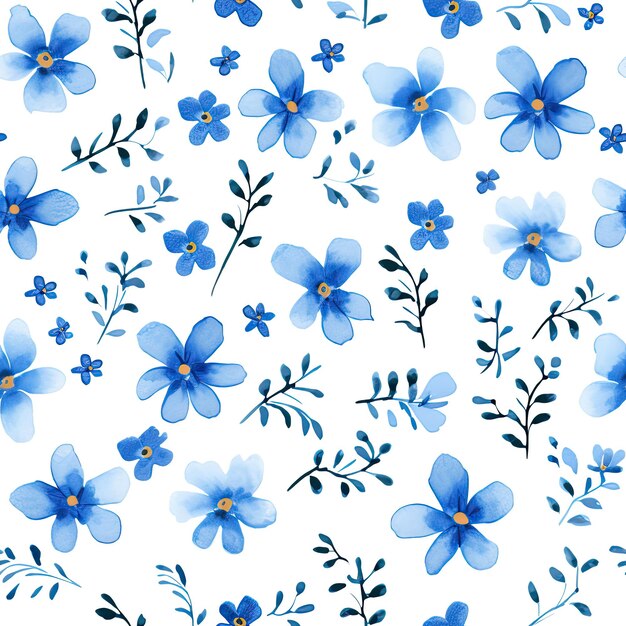 Watercolor Paint Nature Flower Pattern Seamless Background