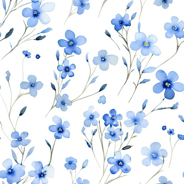 Watercolor Paint Nature Flower Pattern Seamless Background