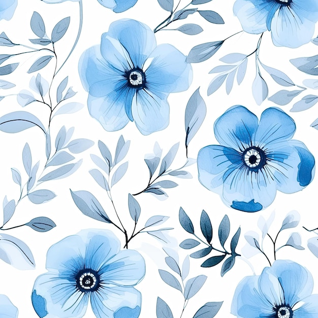 Watercolor Paint Nature Flower Pattern Seamless Background