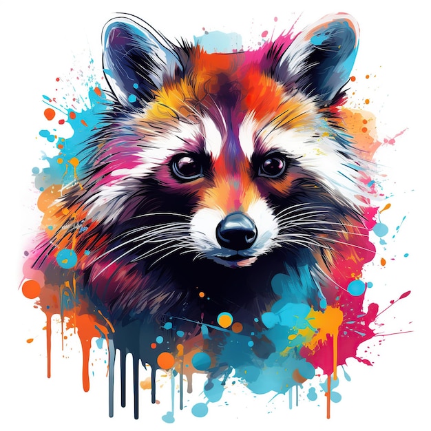 Watercolor painted picture Wolf animal AI generated image