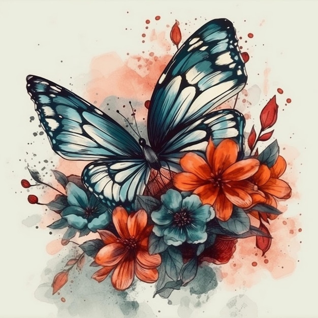 Watercolor painting about butterfly