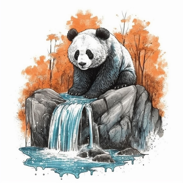 Watercolor painting about cute panda