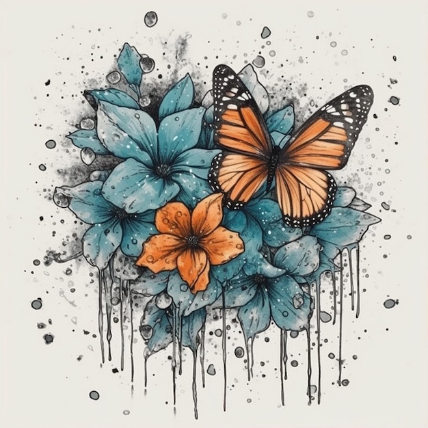 Watercolor painting about majestic butterfly