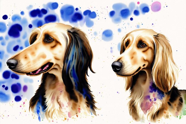 Watercolor painting of the Afghan Hound The Timeless Elegance of the Afghan Hound Generative AI