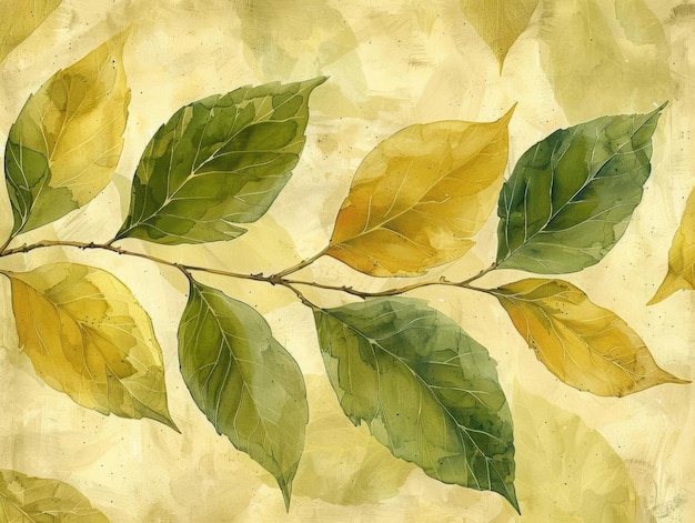 Photo watercolor painting of autumn leaves