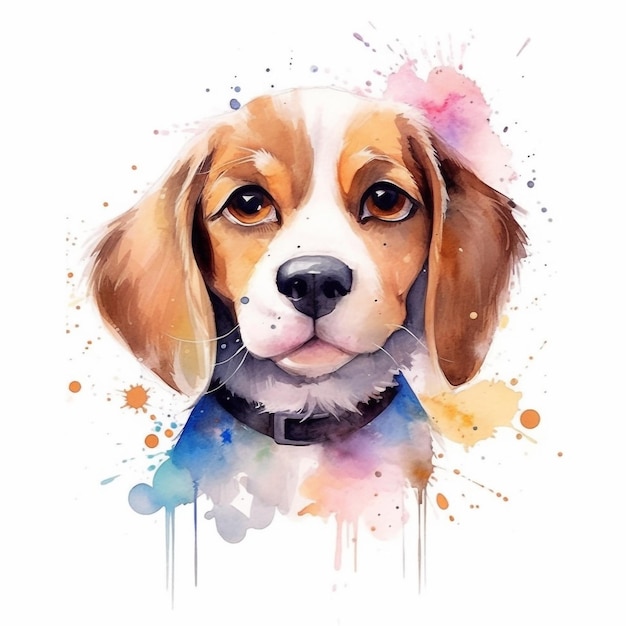 Watercolor painting of a beagle dog