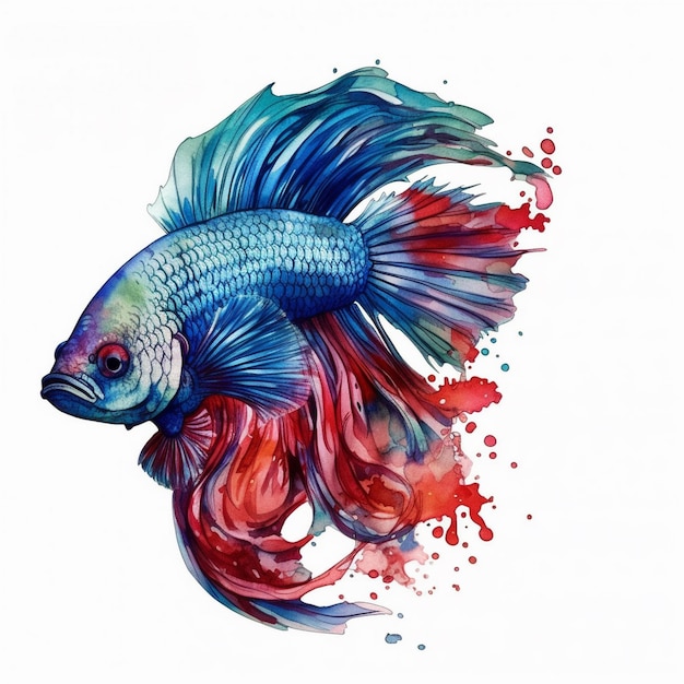 Watercolor painting of beautiful betta fish