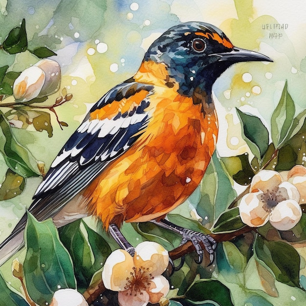 A watercolor painting of a bird with the words " ultimate " on it.