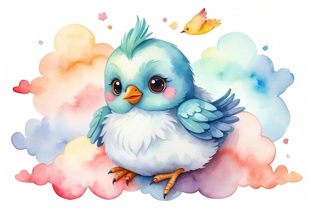 Photo a watercolor painting of a blue bird with a blue beak