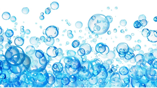 Photo watercolor painting of blue bubbles in a watercolor style