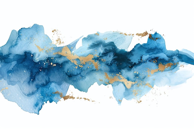 Photo a watercolor painting of blue and gold