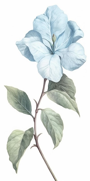 A watercolor painting of a blue hibiscus flower.