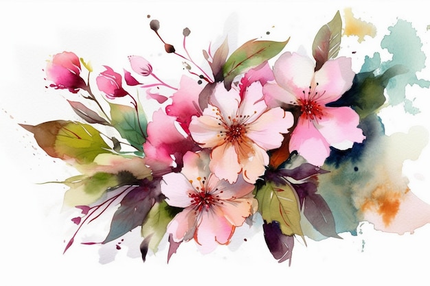 A watercolor painting of a bouquet of flowers.