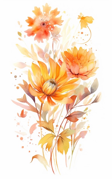 A watercolor painting of a bouquet of flowers.