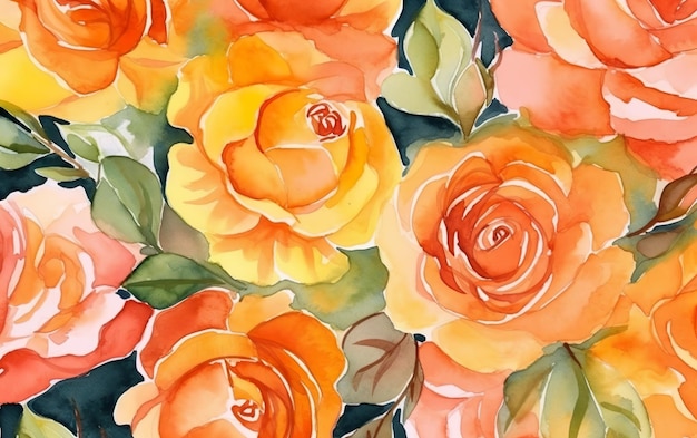 A watercolor painting of a bouquet of roses.