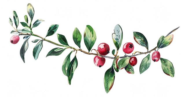 a watercolor painting of a branch of cherries