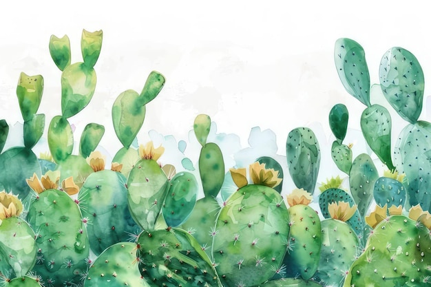 Photo a watercolor painting of cactus and cactus