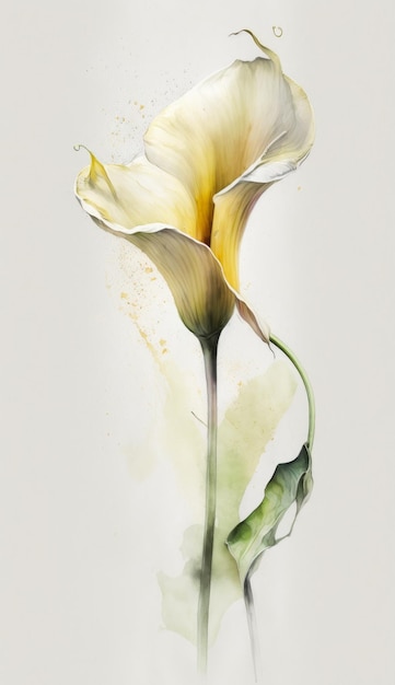 Watercolor Painting of Calla Lily Flower