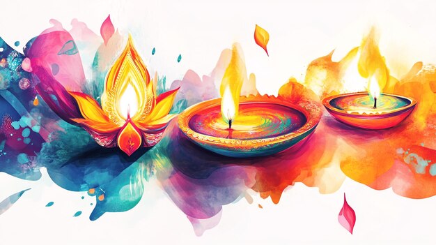 Photo a watercolor painting of candles and the words  the festival of lights