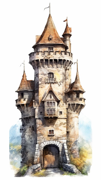 A watercolor painting of a castle with the name bavaria on it.