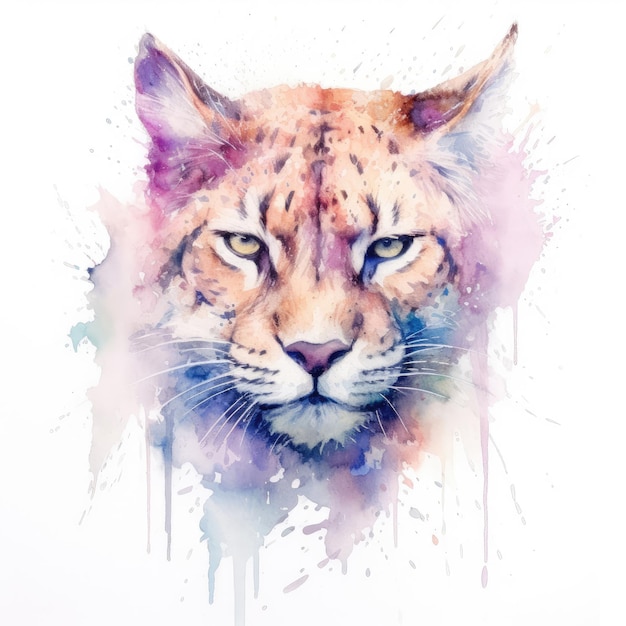 Watercolor painting of catamount