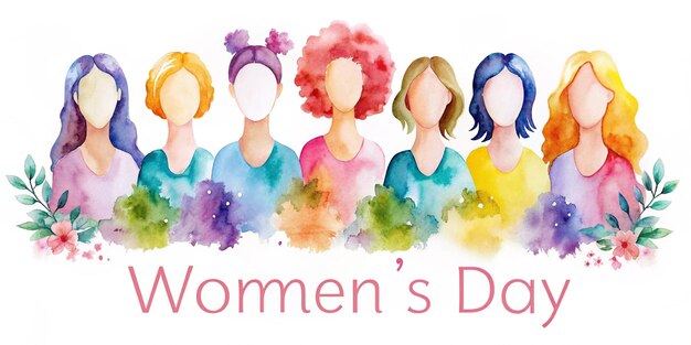 Photo watercolor painting celebrating march 8 international womens day