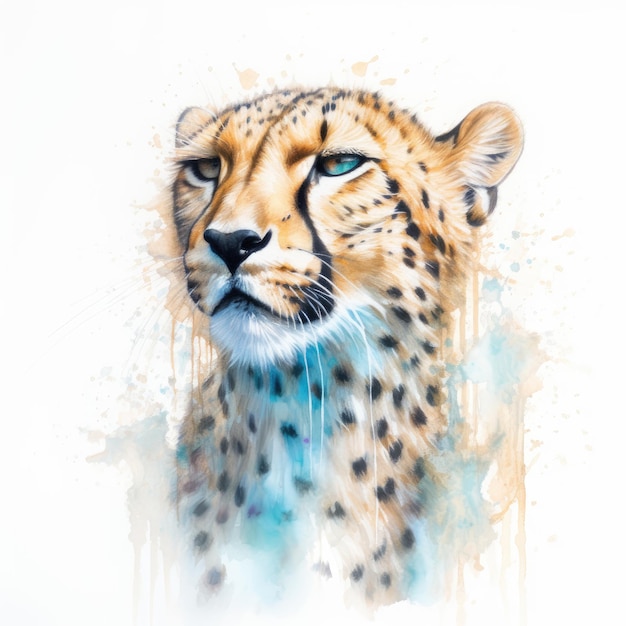 Watercolor painting of cheetah