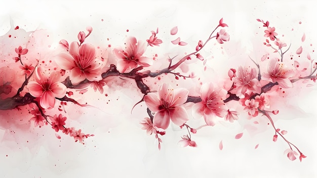 a watercolor painting of cherry blossom