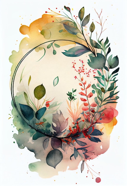 A watercolor painting of a circle with the word love on it.